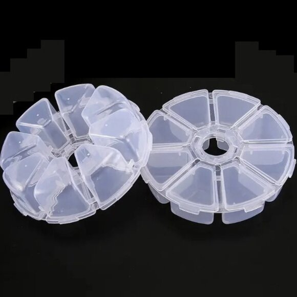 Round Bead Organizer Box, 8 Compartments - Perfect for Jewelry, Beads, Pills - Picture 2 of 4